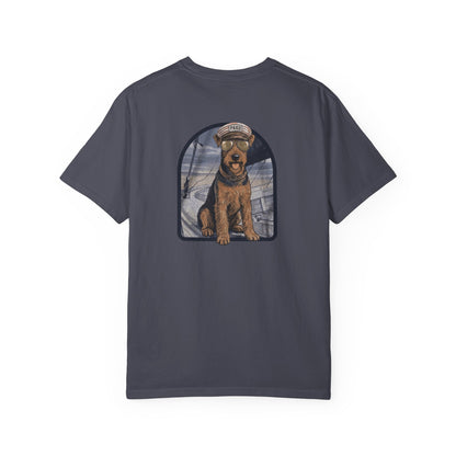 Cool Airedale Terrier Sailor Captain T-Shirt - Double-Sided Dog Tee