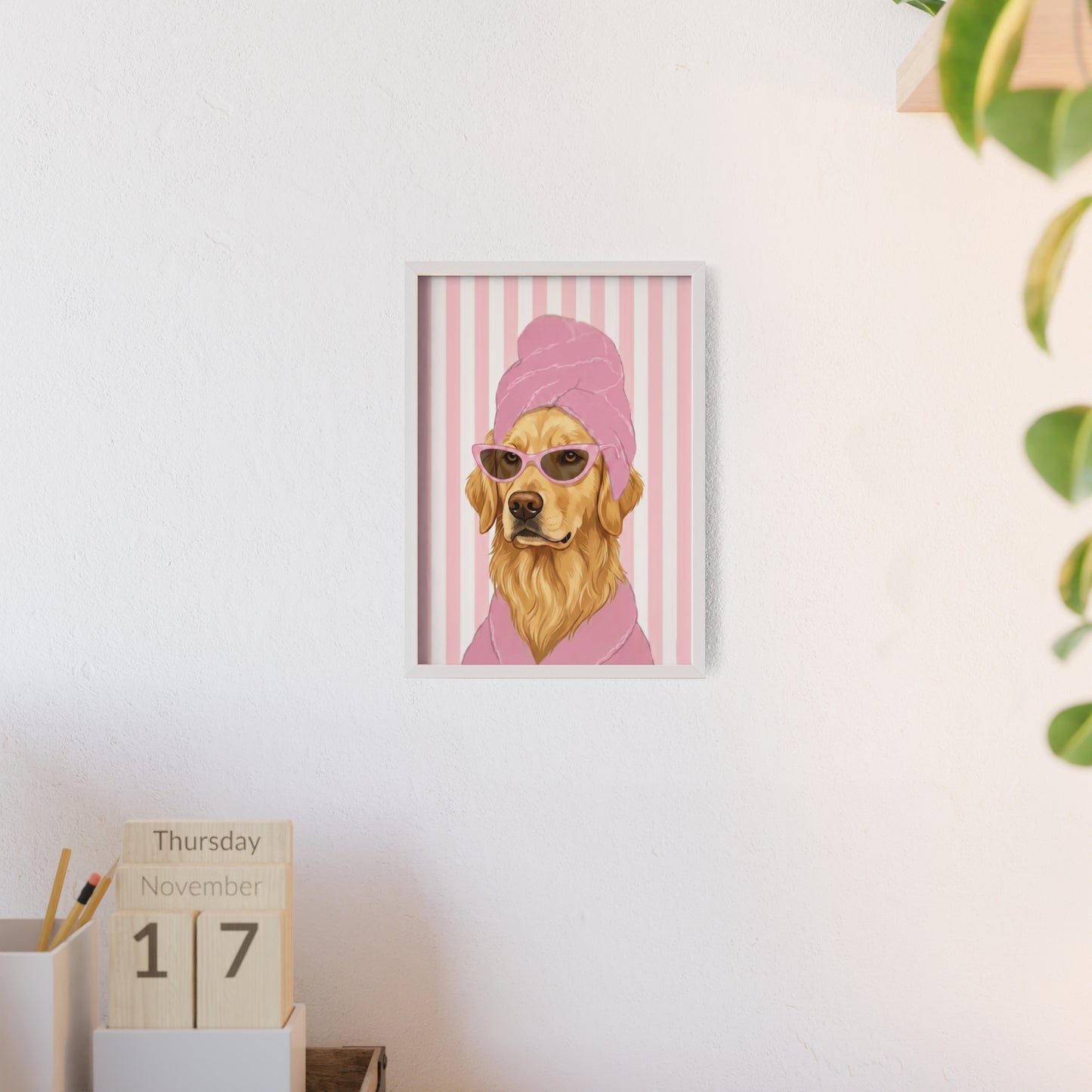 Golden Retriever Bathroom Poster - Funny Dog Spa Art