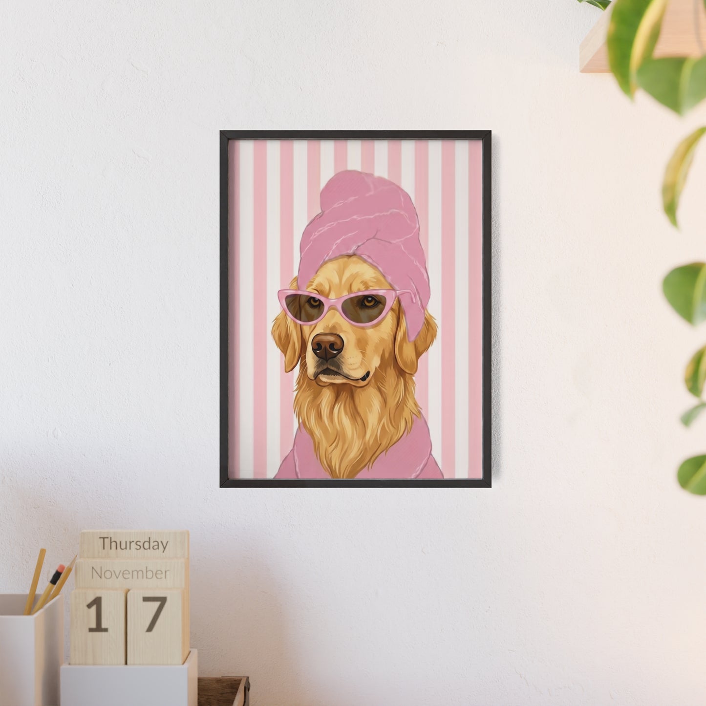 Golden Retriever Bathroom Poster - Funny Dog Spa Art