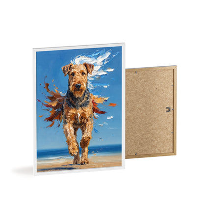 Airedale Terrier Beach Day Poster - Dynamic Dog Oil Painting Art