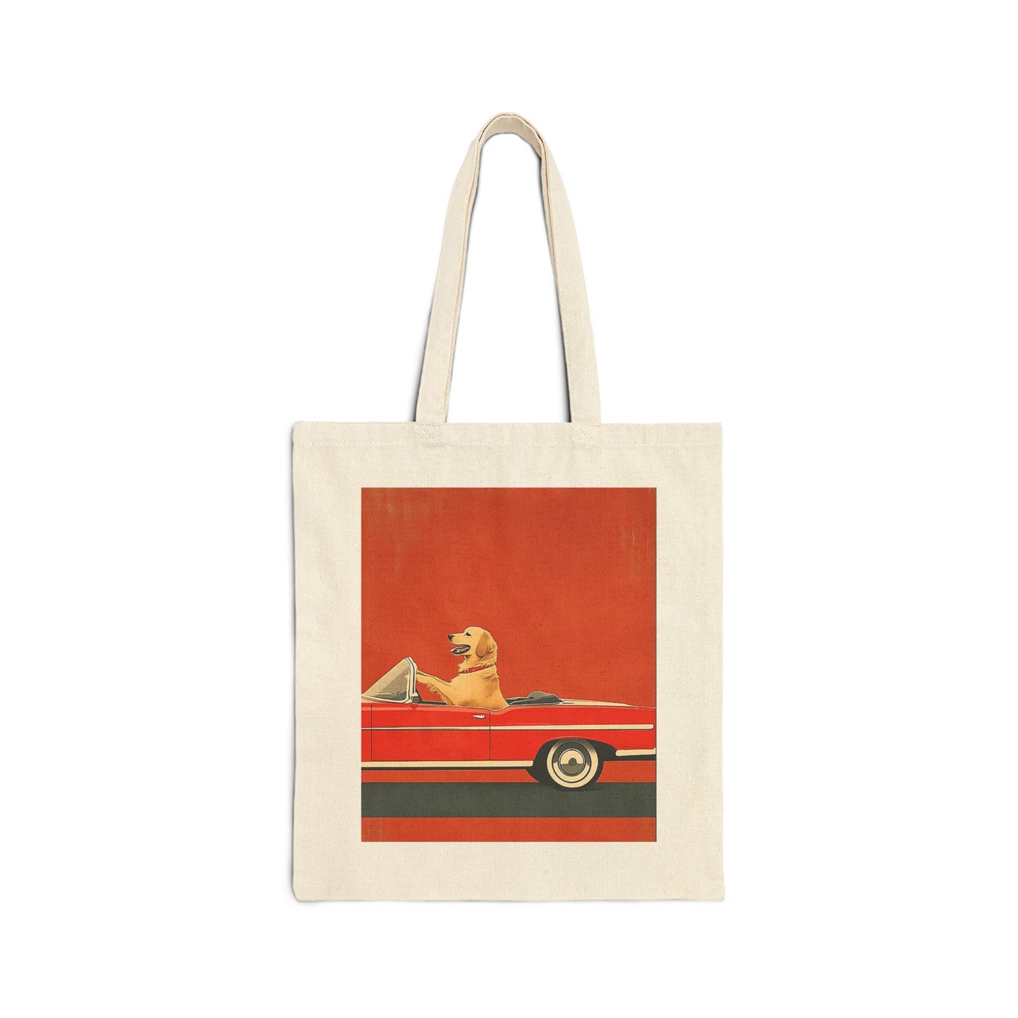 Golden Retriever Driving Vintage Convertible Tote Bag - Funny Dog Gift