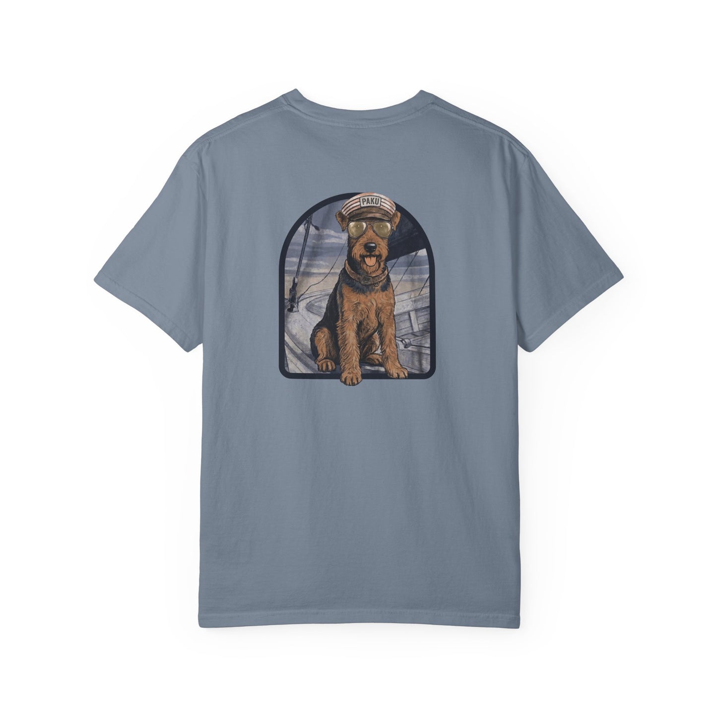 Cool Airedale Terrier Sailor Captain T-Shirt - Double-Sided Dog Tee