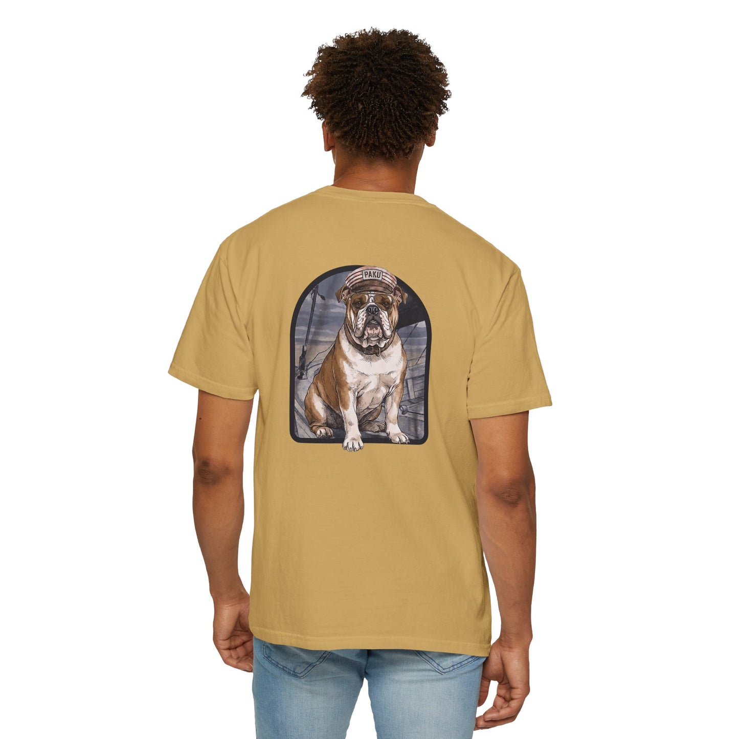 Cool English Bulldog Sailor Captain T-Shirt - Double-Sided Dog Tee