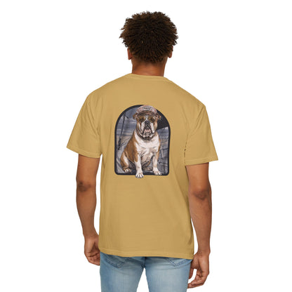 Cool English Bulldog Sailor Captain T-Shirt - Double-Sided Dog Tee