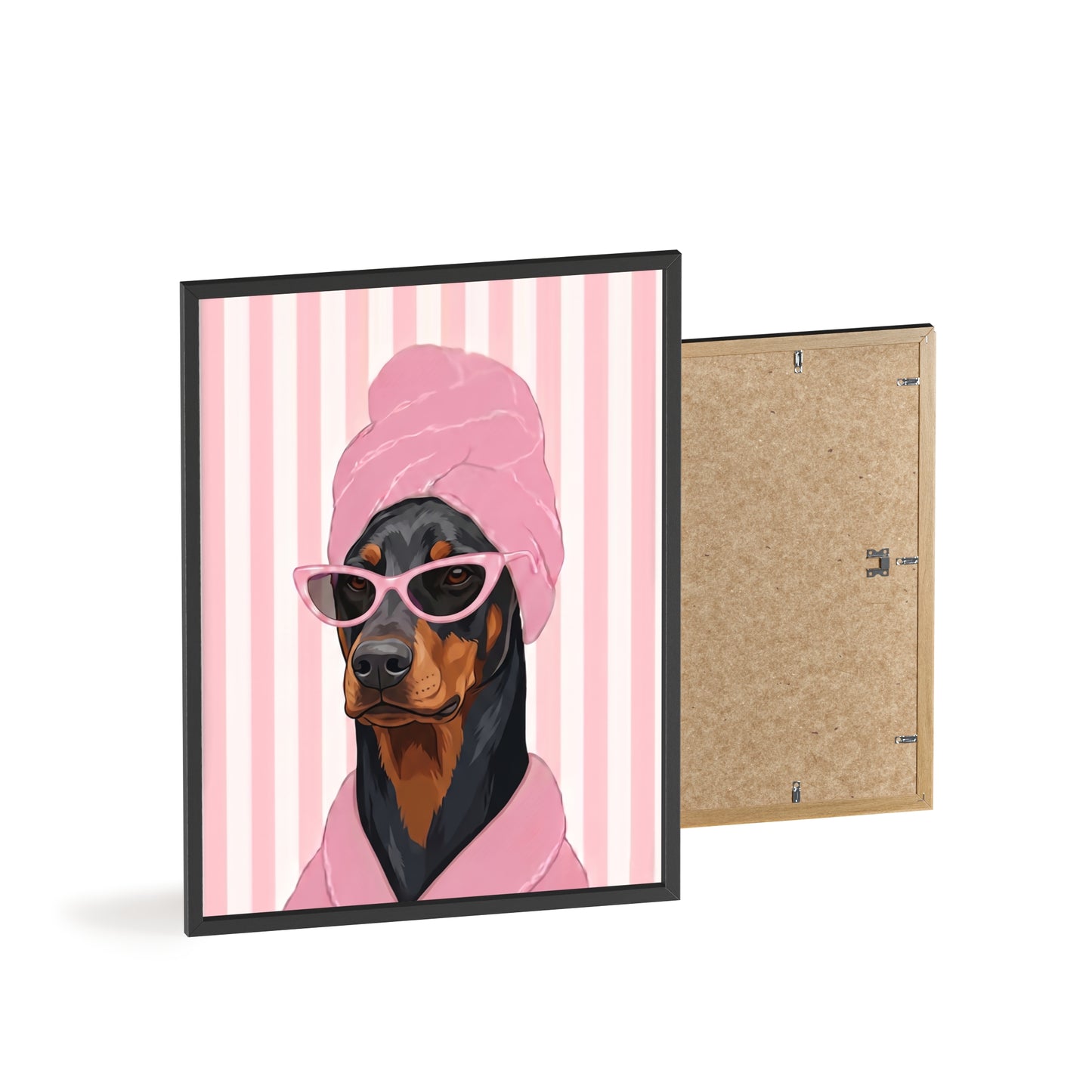 Doberman Bathroom Poster - Funny Dog Spa Wall Art