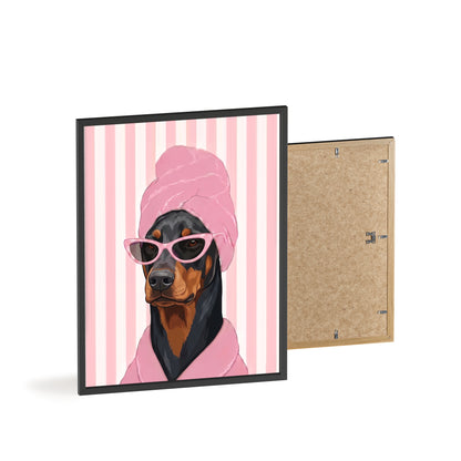 Doberman Bathroom Poster - Funny Dog Spa Wall Art
