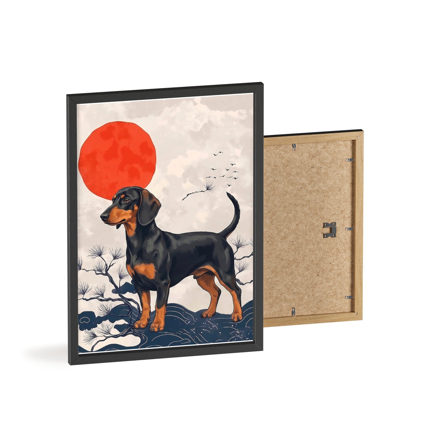 Japanese Ukiyo-e Style Dachshund Poster - Elegant Wiener Dog Wall Art