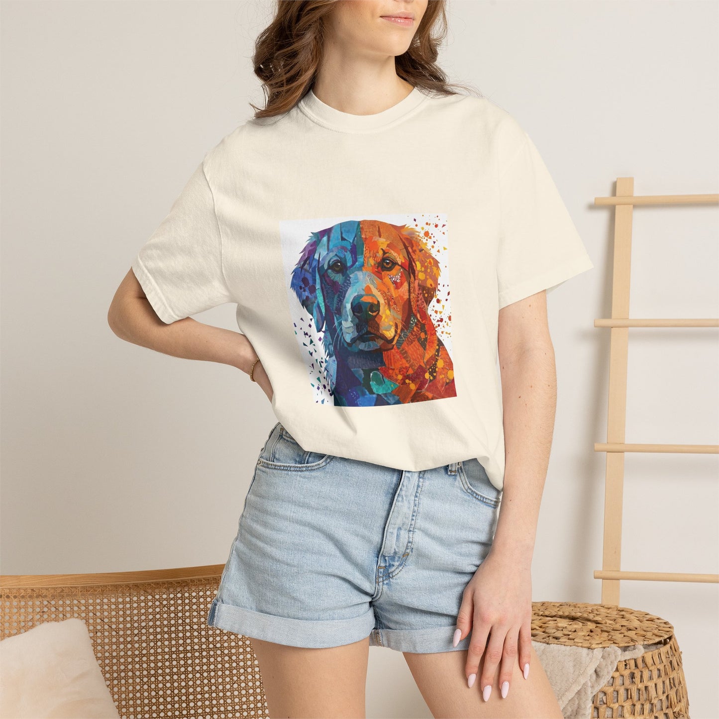 Golden Retriever Abstract Art Graphic T-Shirt - Colorful Pop Art Dog Tee