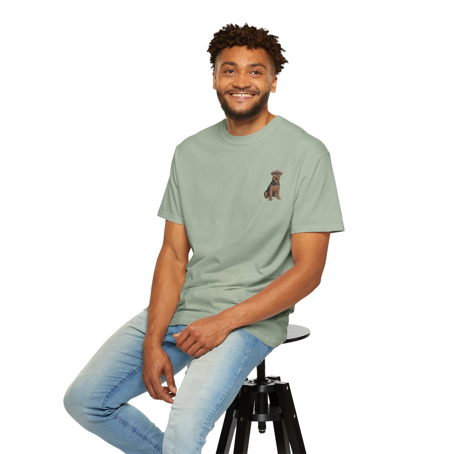 Cool Airedale Terrier Sailor Captain T-Shirt - Double-Sided Dog Tee
