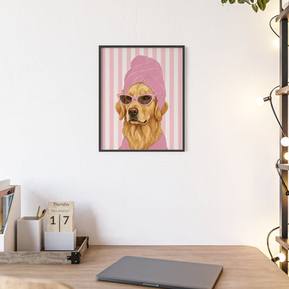 Golden Retriever Bathroom Poster - Funny Dog Spa Art