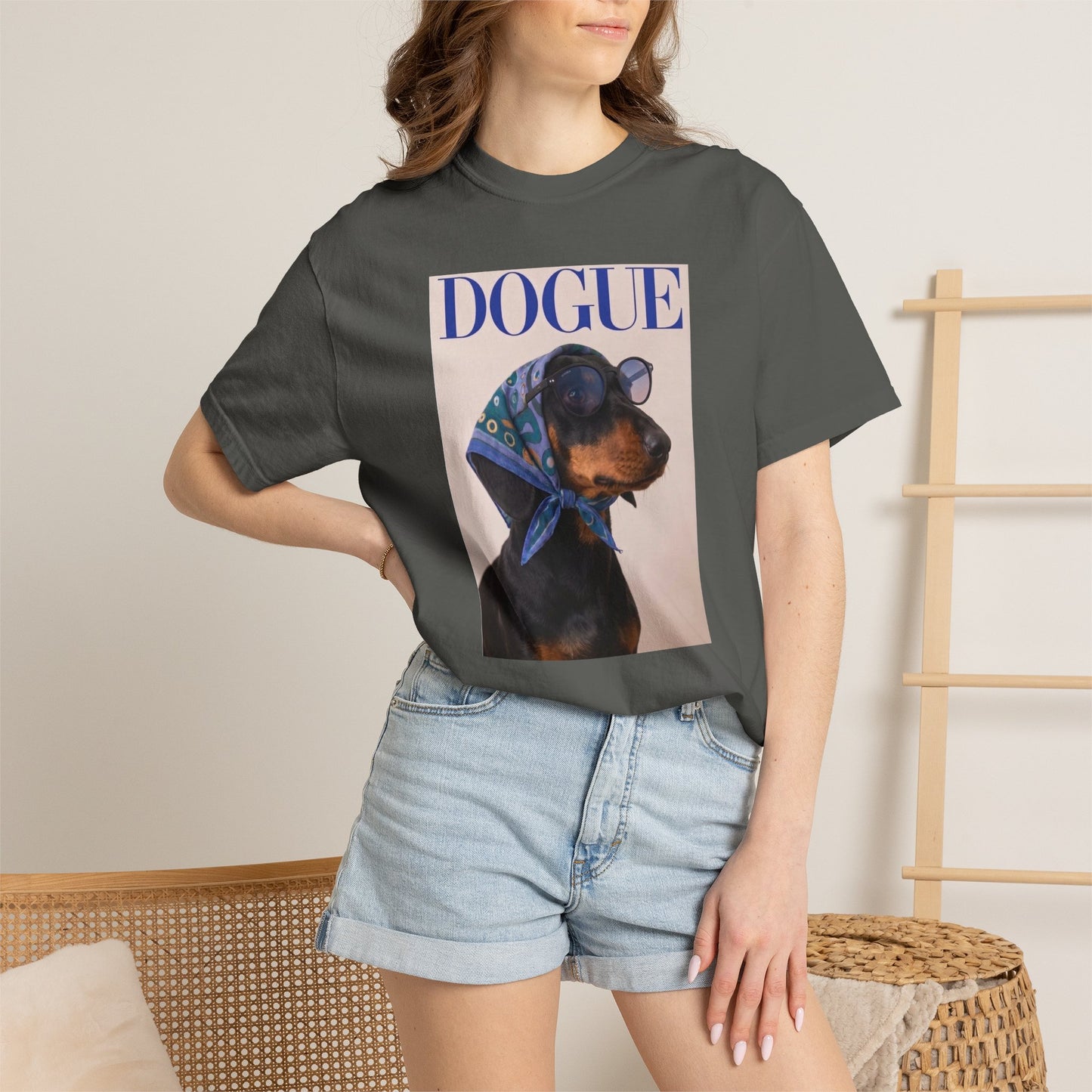 "DOGUE" Dachshund Fashion Magazine Graphic T-Shirt - Funny Wiener Dog Tee