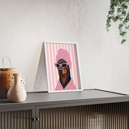 Doberman Bathroom Poster - Funny Dog Spa Wall Art