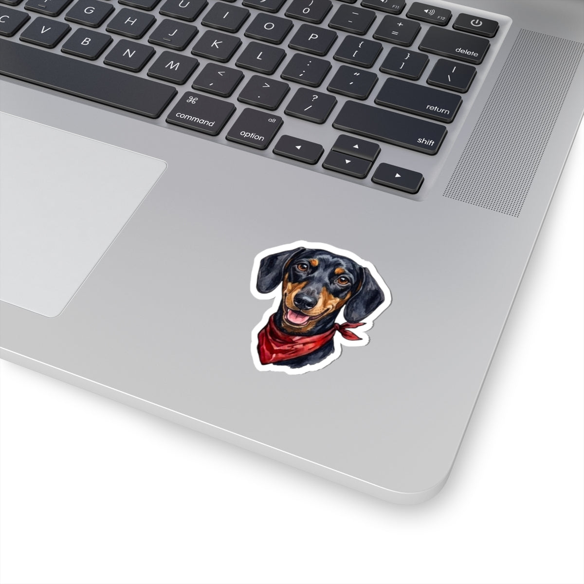 Cute Dachshund Sticker with Red Bandana - Waterproof Vinyl Dog Decal