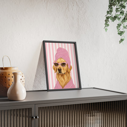 Golden Retriever Bathroom Poster - Funny Dog Spa Art