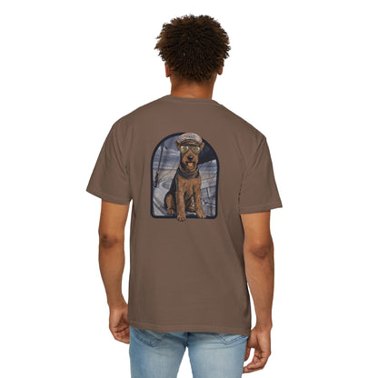 Cool Airedale Terrier Sailor Captain T-Shirt - Double-Sided Dog Tee