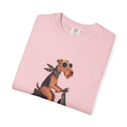 Scooter Airedale Terrier Graphic T-Shirt — Cute Riding Puppy Tee