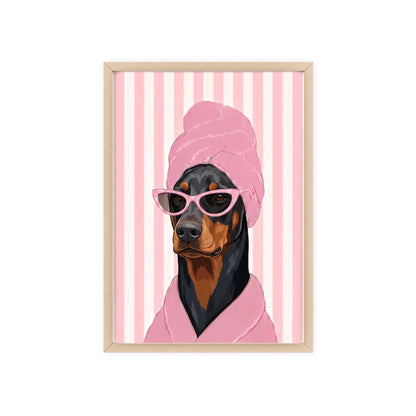Doberman Bathroom Poster - Funny Dog Spa Wall Art