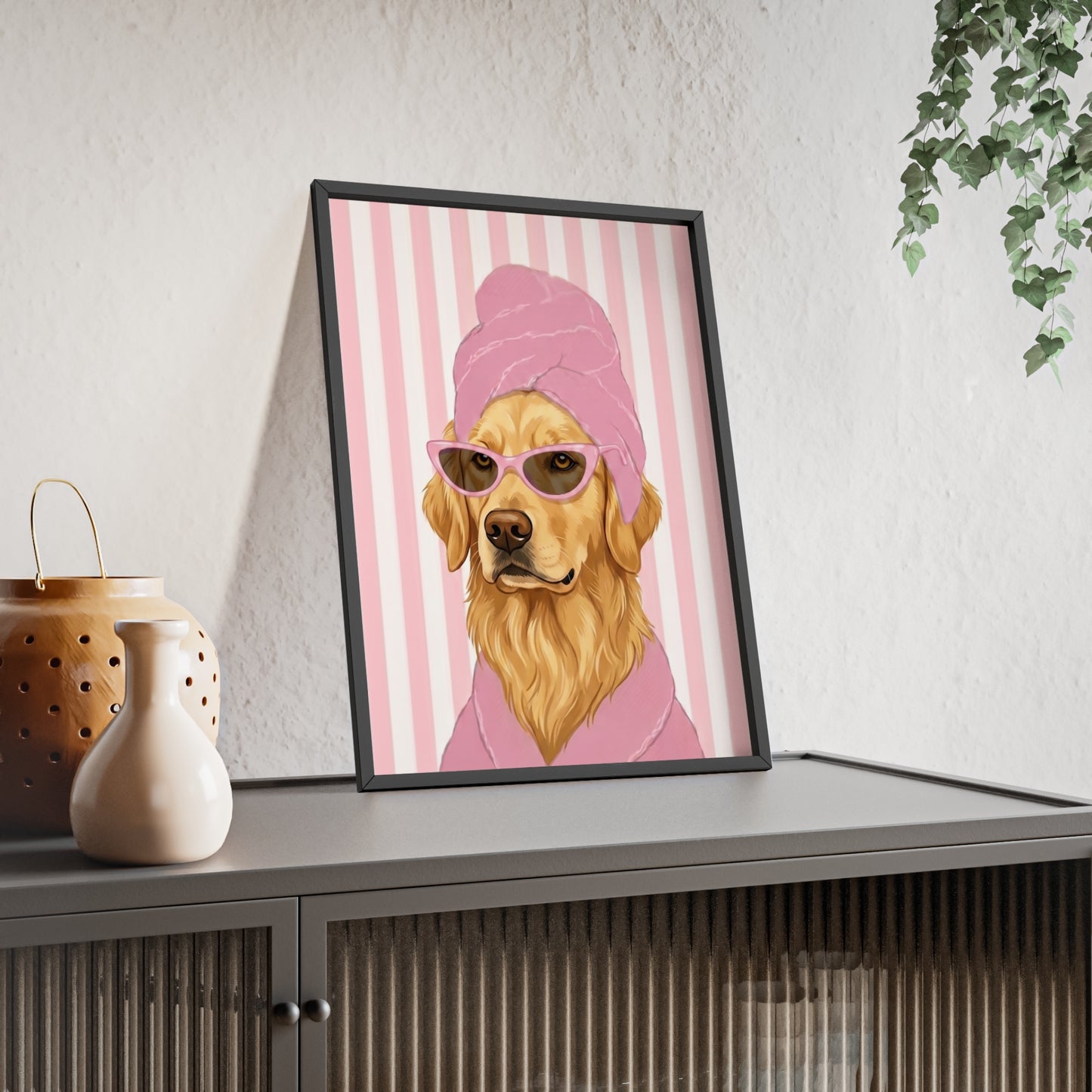 Golden Retriever Bathroom Poster - Funny Dog Spa Art
