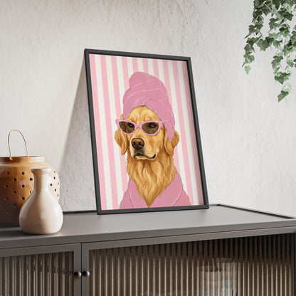 Golden Retriever Bathroom Poster - Funny Dog Spa Art