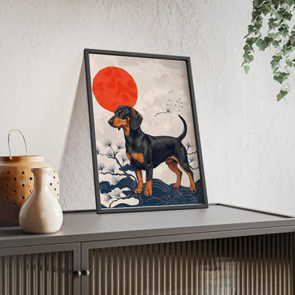 Japanese Ukiyo-e Style Dachshund Poster - Elegant Wiener Dog Wall Art