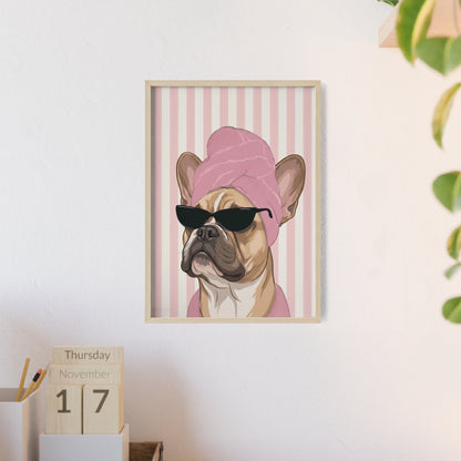 French Bulldog Bathroom Poster - Funny Frenchie Spa Wall Art