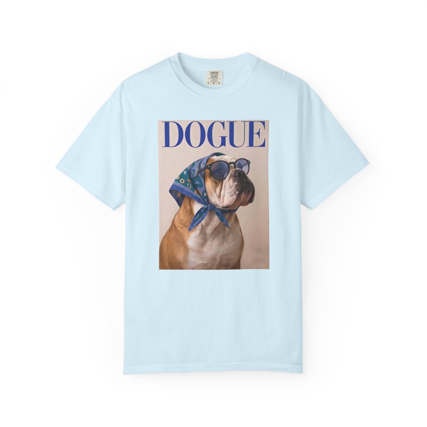 Funny English Bulldog DOGUE Magazine Cover Parody T-Shirt - Chic Dog Tee