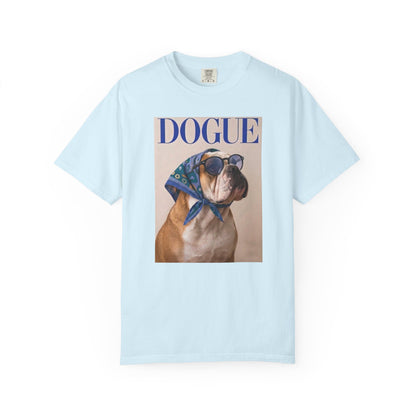 Funny English Bulldog DOGUE Magazine Cover Parody T-Shirt - Chic Dog Tee