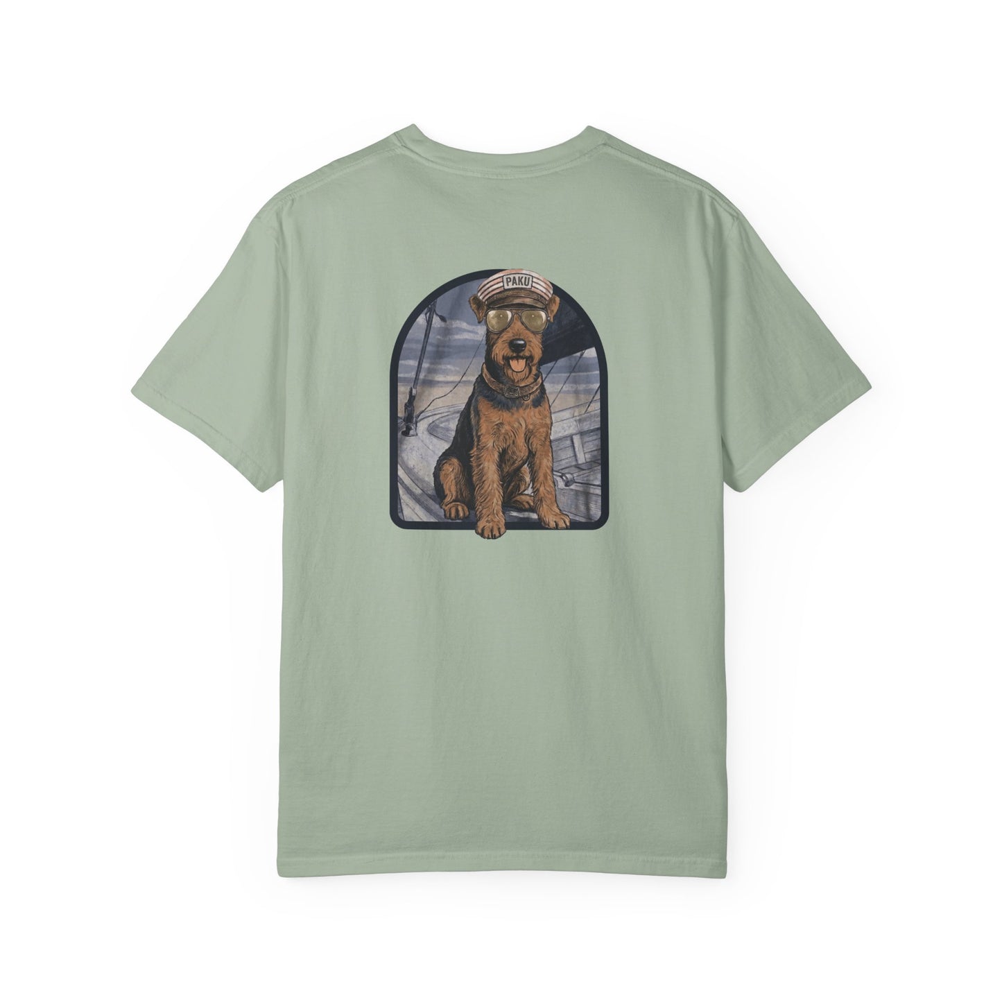 Cool Airedale Terrier Sailor Captain T-Shirt - Double-Sided Dog Tee