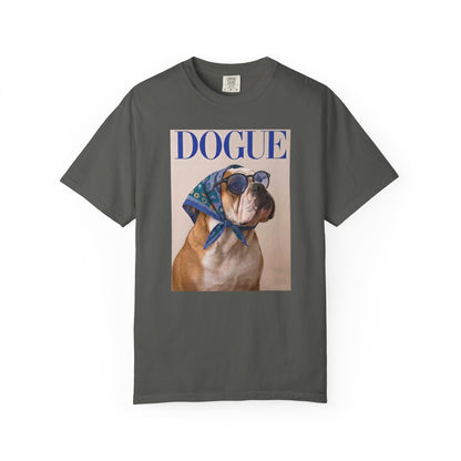 Funny English Bulldog DOGUE Magazine Cover Parody T-Shirt - Chic Dog Tee