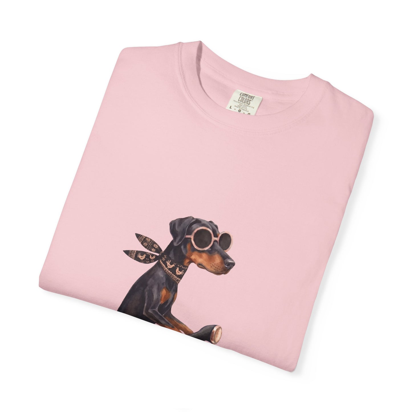 Doberman Pinscher Riding Retro Scooter Watercolor T-Shirt