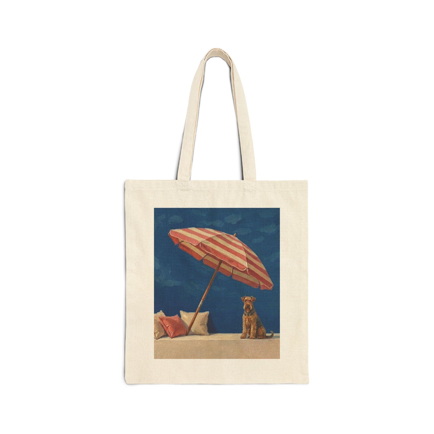 Airedale Terrier Beach Day Vintage Art Tote Bag - Eco-Friendly Canvas Dog Lover Purse