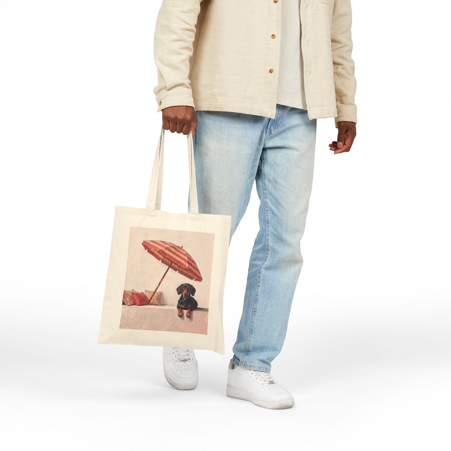 Relaxed Dachshund Under Beach Umbrella Tote Bag - Cute Wiener Dog Summer Bag