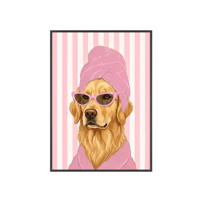 Golden Retriever Bathroom Poster - Funny Dog Spa Art