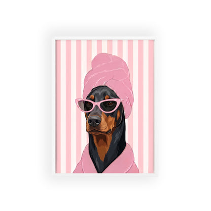 Doberman Bathroom Poster - Funny Dog Spa Wall Art