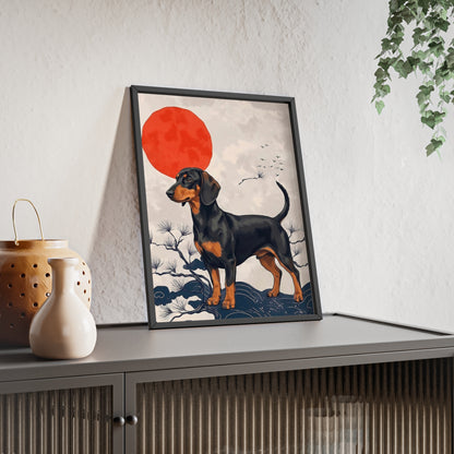 Japanese Ukiyo-e Style Dachshund Poster - Elegant Wiener Dog Wall Art