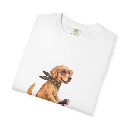 Golden Retriever Riding Vintage Scooter T-Shirt - Cool Dog Lover Tee