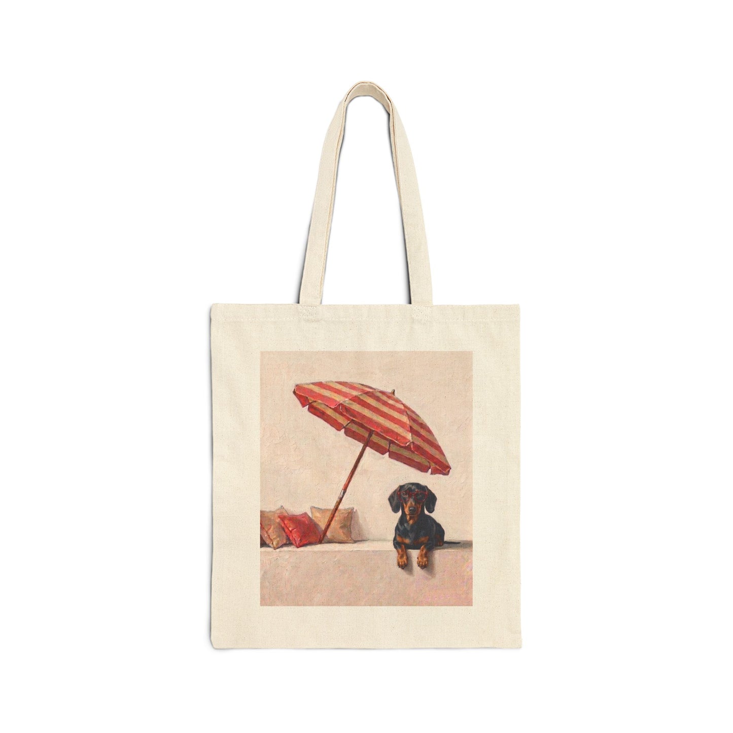 Relaxed Dachshund Under Beach Umbrella Tote Bag - Cute Wiener Dog Summer Bag