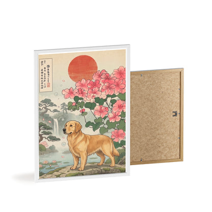 Golden Retriever Japanese Style Art Poster & Print