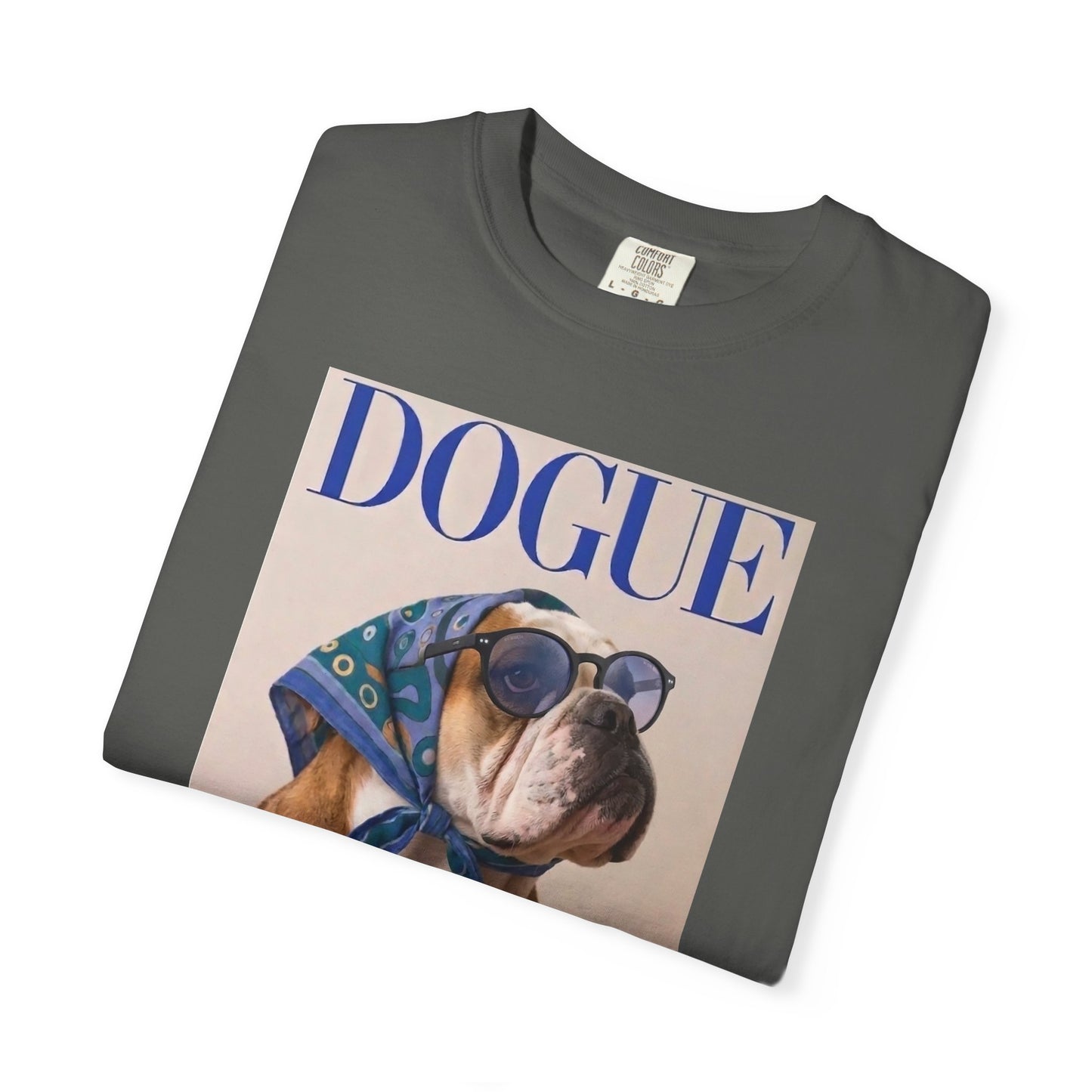 Funny English Bulldog DOGUE Magazine Cover Parody T-Shirt - Chic Dog Tee
