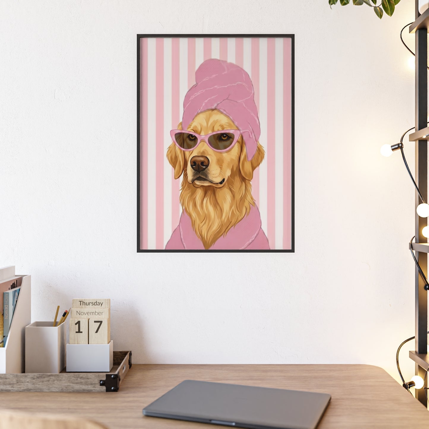 Golden Retriever Bathroom Poster - Funny Dog Spa Art