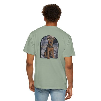 Cool Airedale Terrier Sailor Captain T-Shirt - Double-Sided Dog Tee