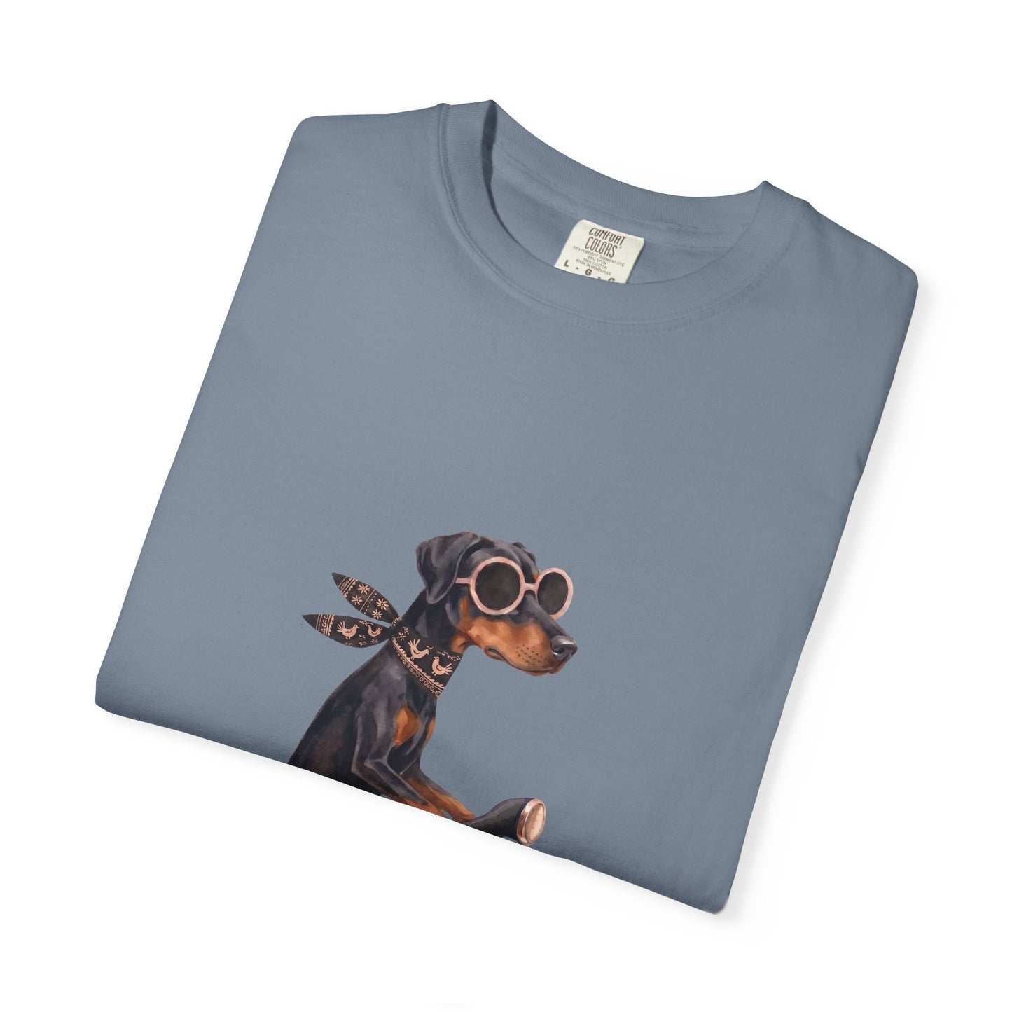 Doberman Pinscher Riding Retro Scooter Watercolor T-Shirt