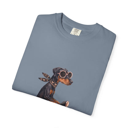 Doberman Pinscher Riding Retro Scooter Watercolor T-Shirt