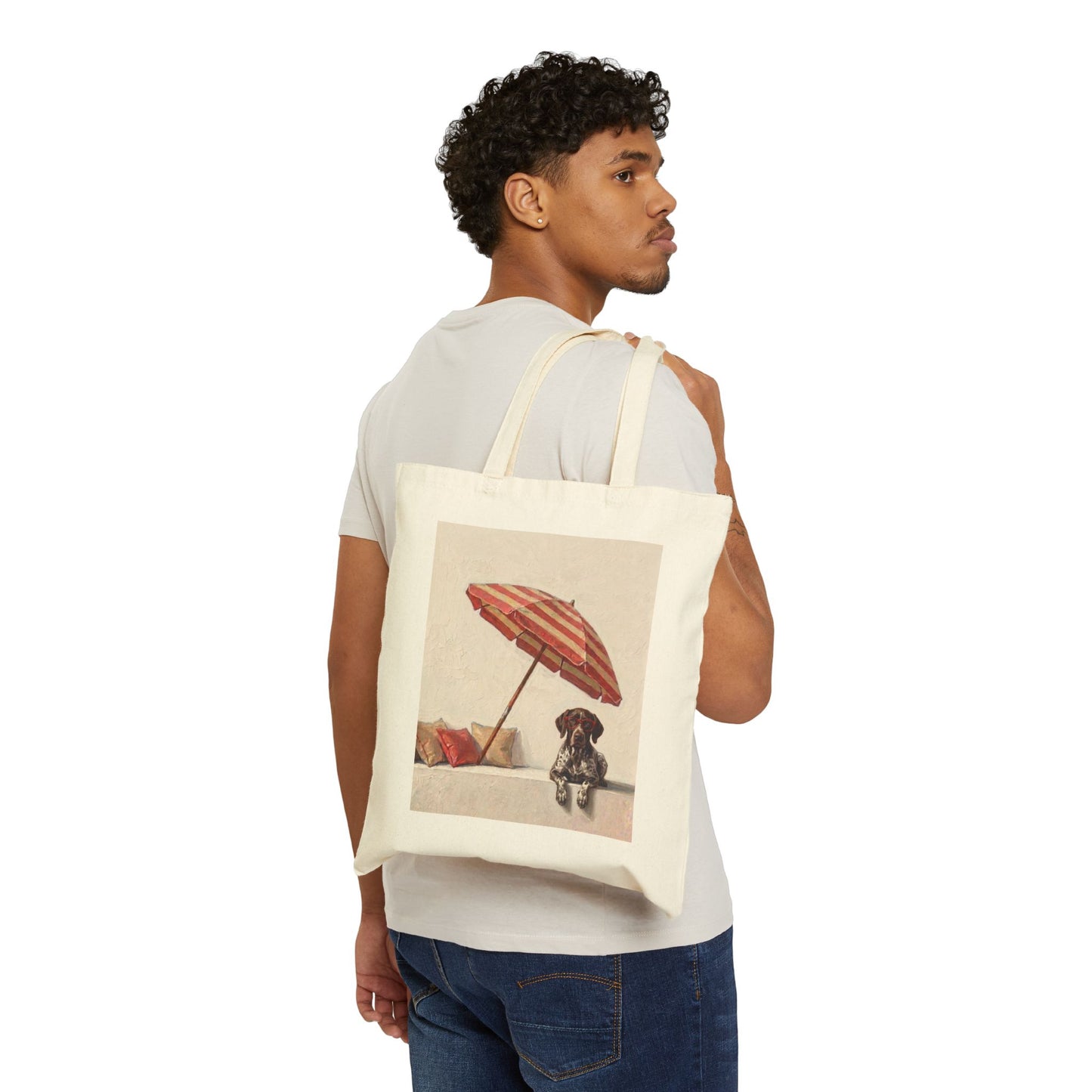 German Shorthaired Pointer Beach Day Vintage Art Tote Bag | Cute GSP Summer Bag