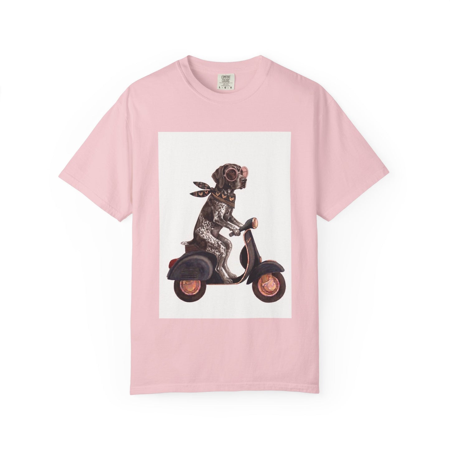German Shorthaired Pointer Scooter Graphic T-Shirt | Vintage GSP Riding Tee