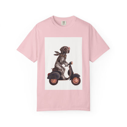 German Shorthaired Pointer Scooter Graphic T-Shirt | Vintage GSP Riding Tee