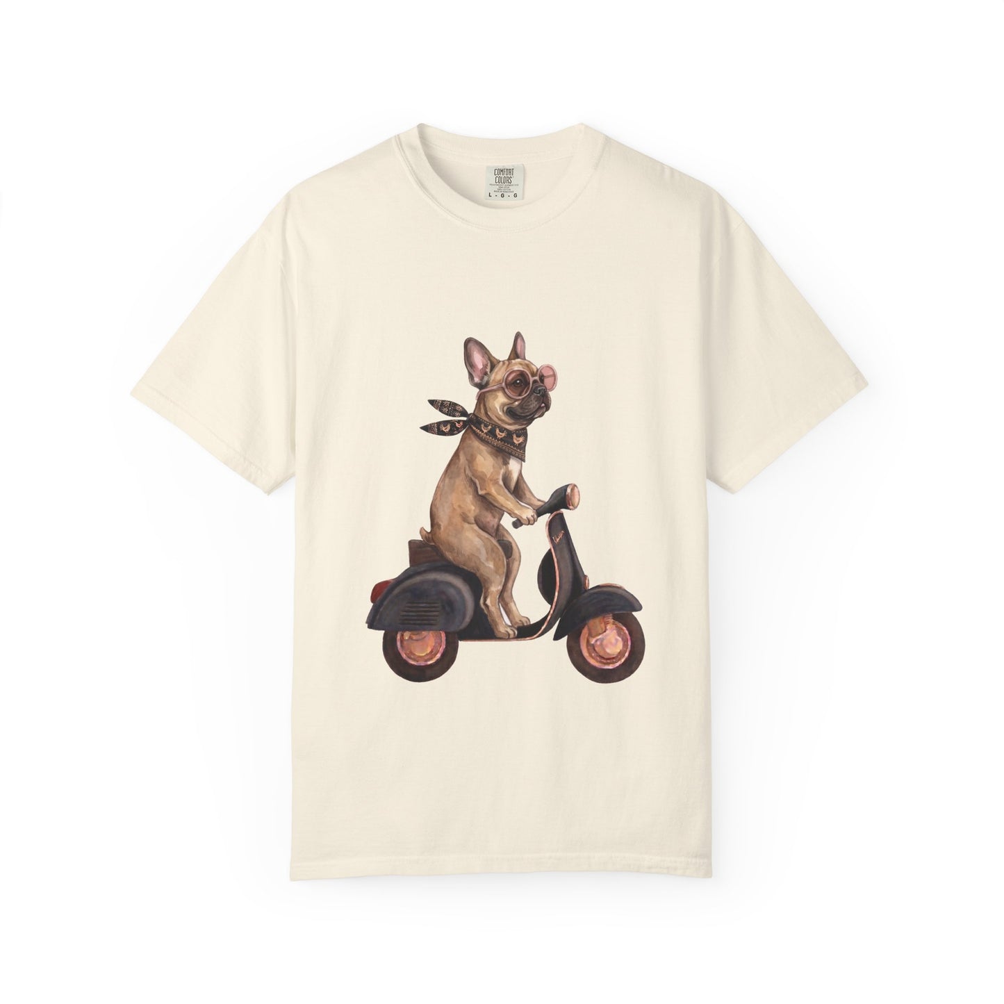 French Bulldog Riding Vintage Scooter T-Shirt - Cool Frenchie Graphic Tee