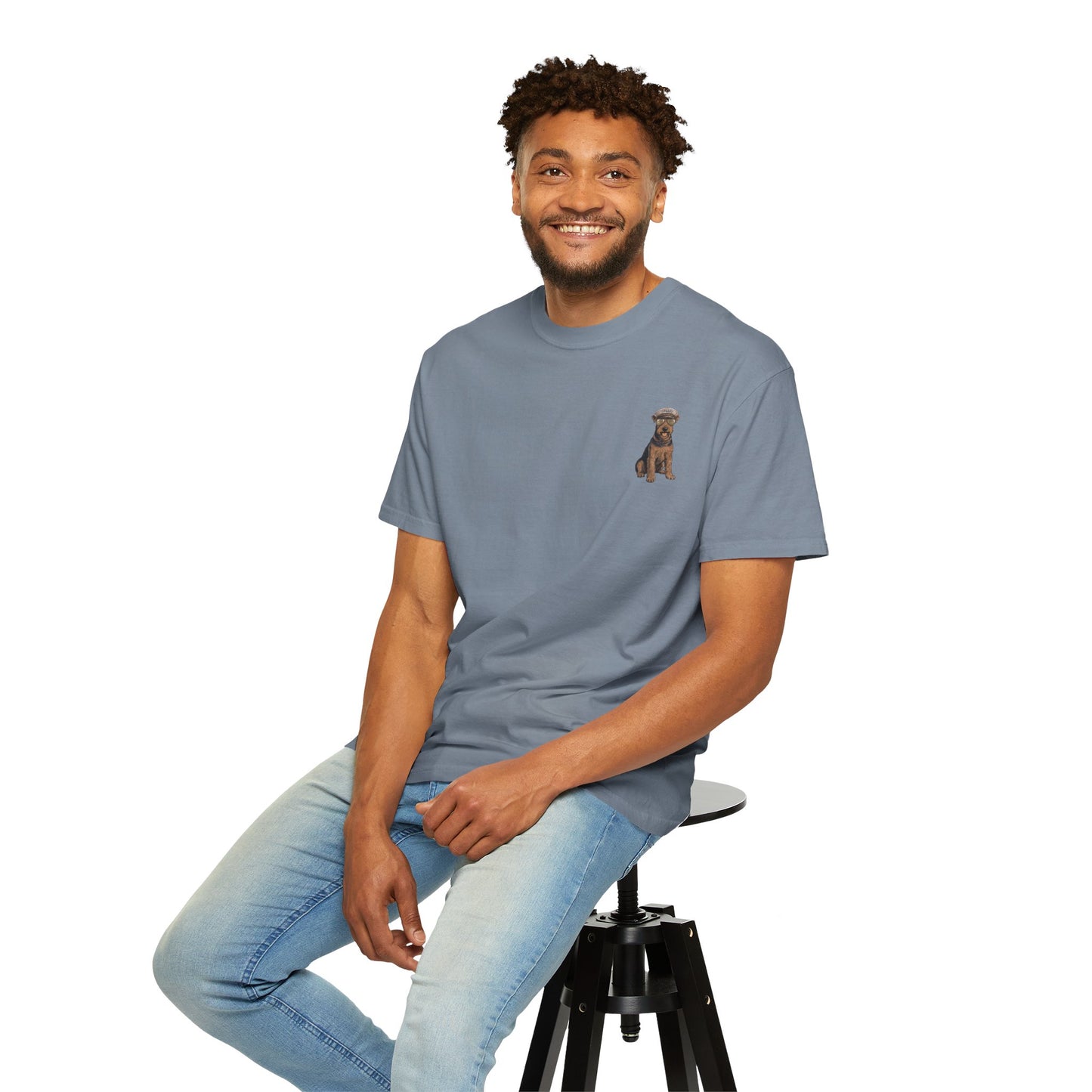 Cool Airedale Terrier Sailor Captain T-Shirt - Double-Sided Dog Tee