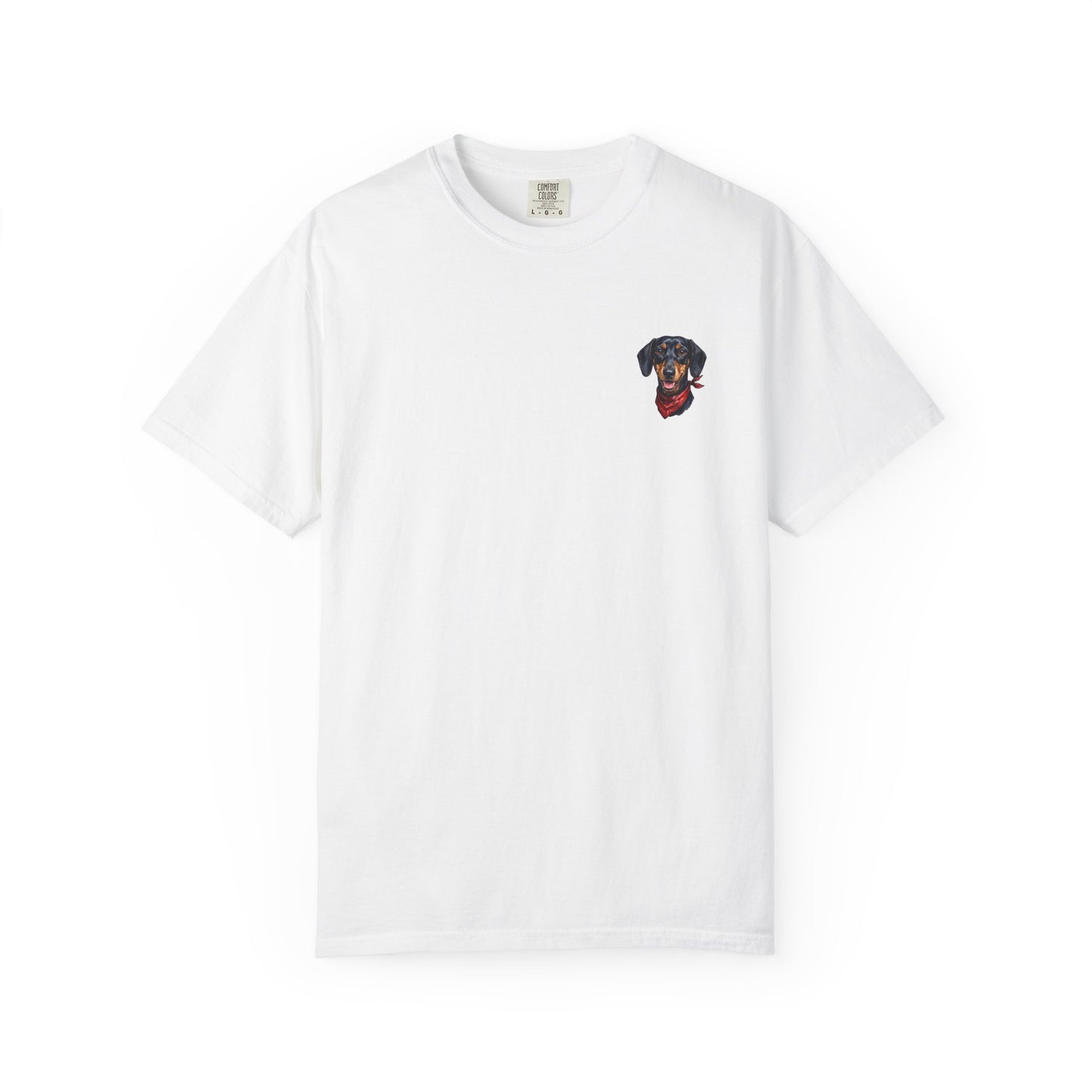 Minimalist Embroidered Dachshund Pocket-Style T-Shirt - Cute Wiener Dog Minimal Tee