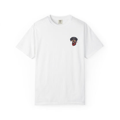 Minimalist Embroidered Dachshund Pocket-Style T-Shirt - Cute Wiener Dog Minimal Tee